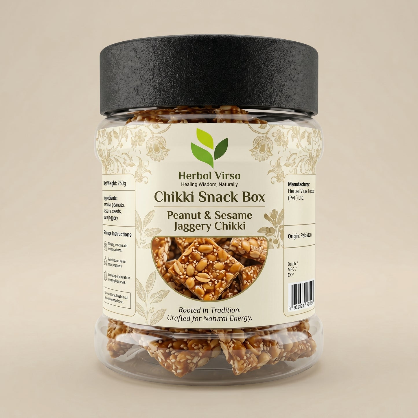 Peanut & Sesame Jaggery Chikki Snack Box – 60 Bite-Size Pieces | Traditional Healthy Crunchy Energy Snack