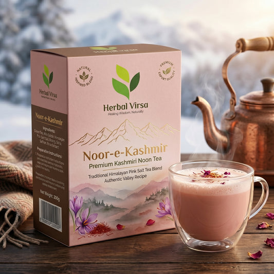 HERBAL VIRSA Noor-e-Kashmir Premium Kashmiri Noon Tea Blend | Authentic Pink Tea Mix for Creamy, Aromatic & Traditional Taste 200g
