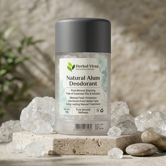 HERBAL VIRSA Natural Alum Deodorant – 75g | Chemical-Free Odor Protection, Long-Lasting Freshness & Skin-Friendly Care