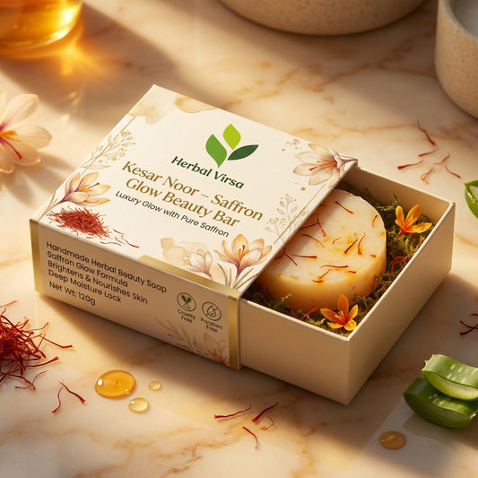 Kesar Noor Soap – Luxury Saffron Glow Bathing Bar | Brightening, Hydrating & Radiance Boosting Soap