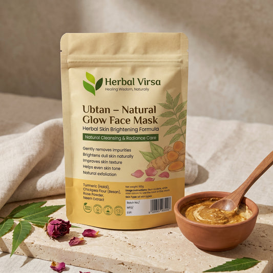 HERBAL VIRSA Ubtan Natural Glow Face Mask – 100g | Ayurvedic Brightening & Skin Radiance Herbal Blend